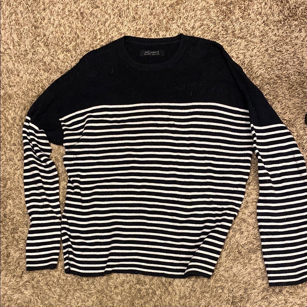 all saints Black and White Striped Sweater